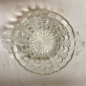 Art Deco Clear Pressed Glass Bubble Candy Bowl Nut Dish Depression Glass